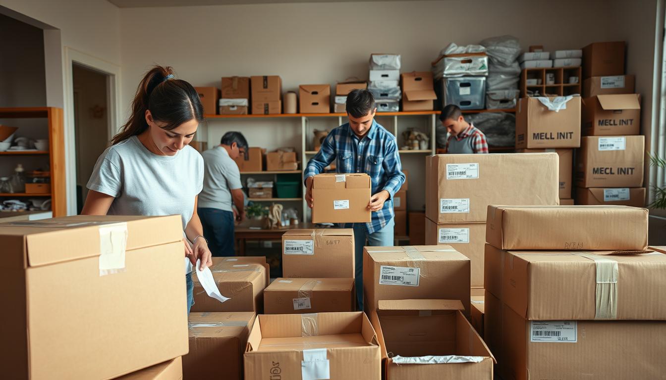 Umzugshilfe beim Packen von Umzugskartons