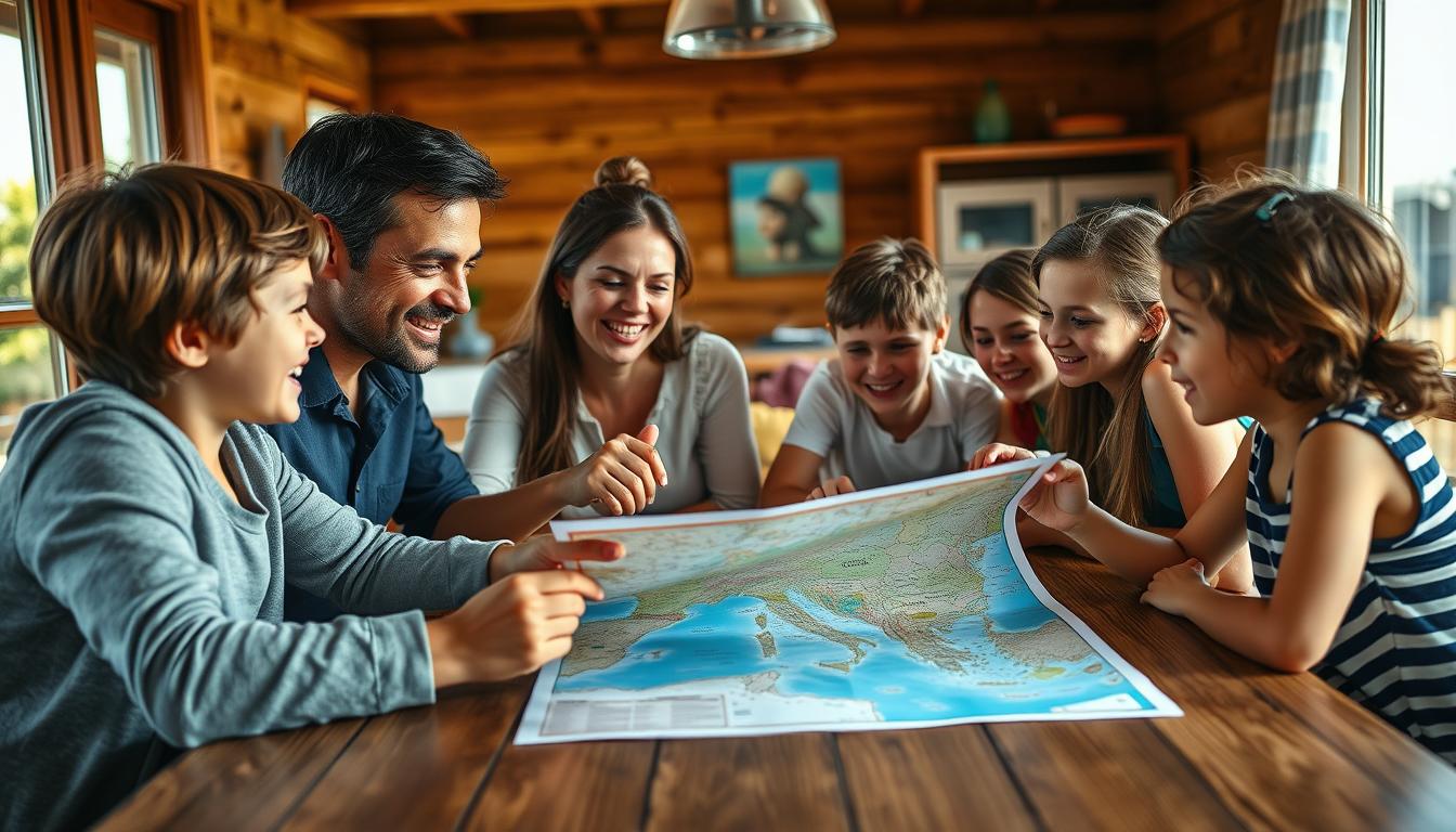Familie bei entspannter Urlaubsplanung